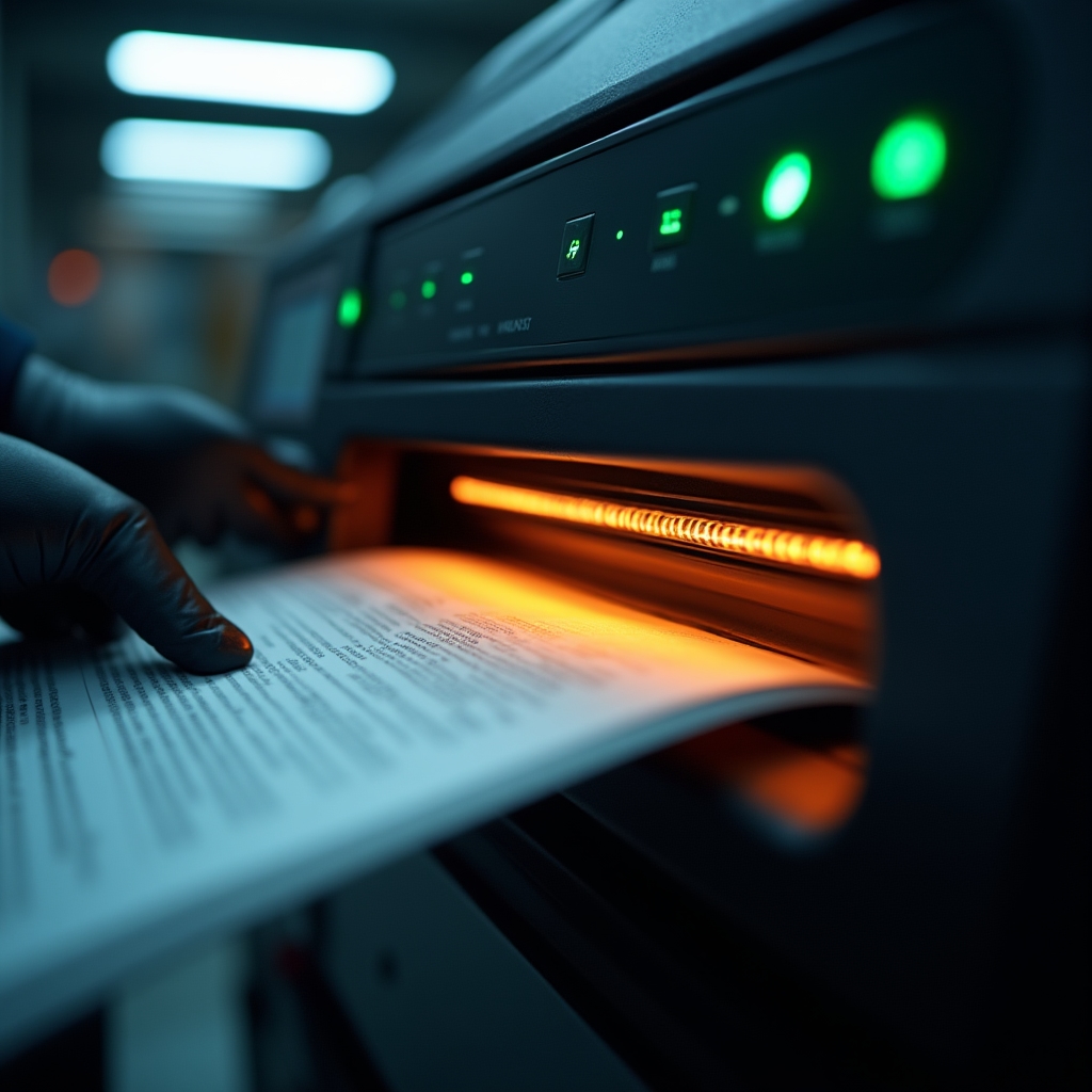 Macchina per rilegatura termica in funzione nel laboratorio